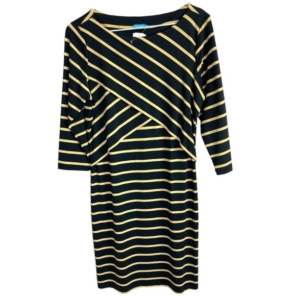 J McLaughlin Striped Boat Neck Layered Dress - Picture 1 of 10